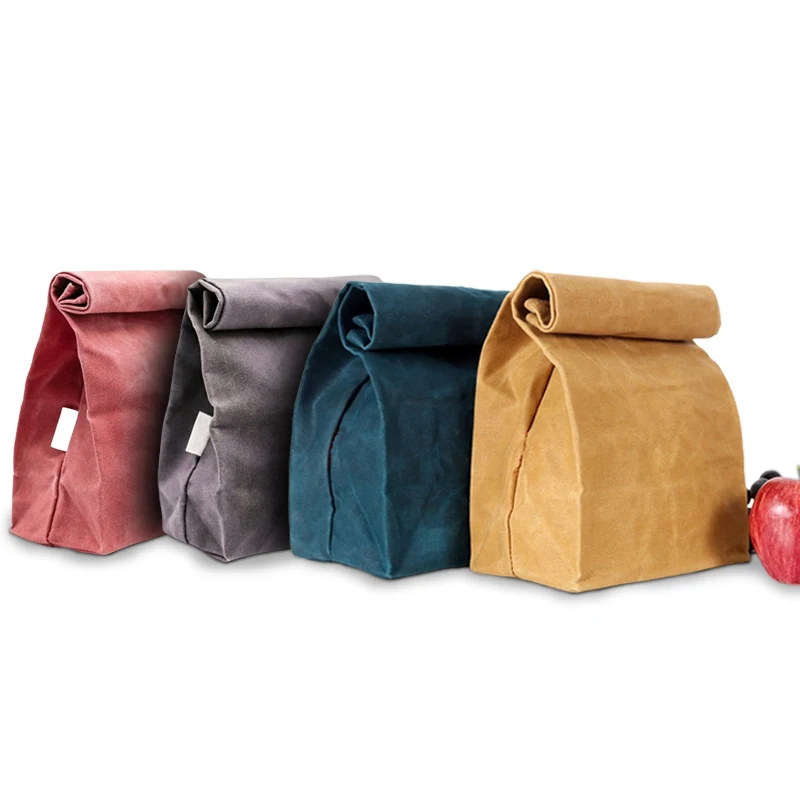 Hot Selling Adult Canvas School Lunch Bag Insulated Roll Top Kraft Custom Biodegradable Waterproof Thermal Cooler Bag for Women
