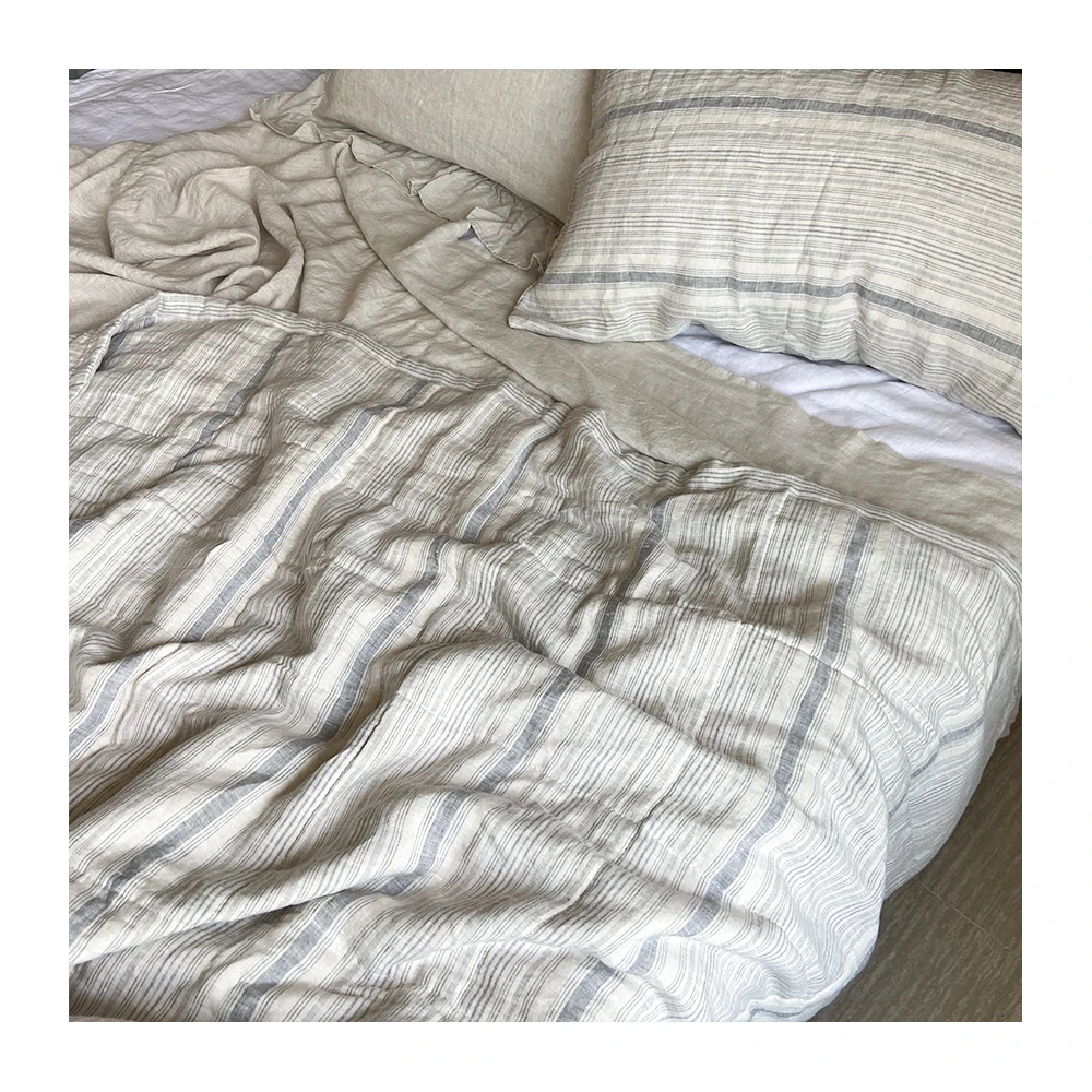 LZ stone washed french flax linen quilts throw blanket 100% linen flax quilts bedding bedspreads