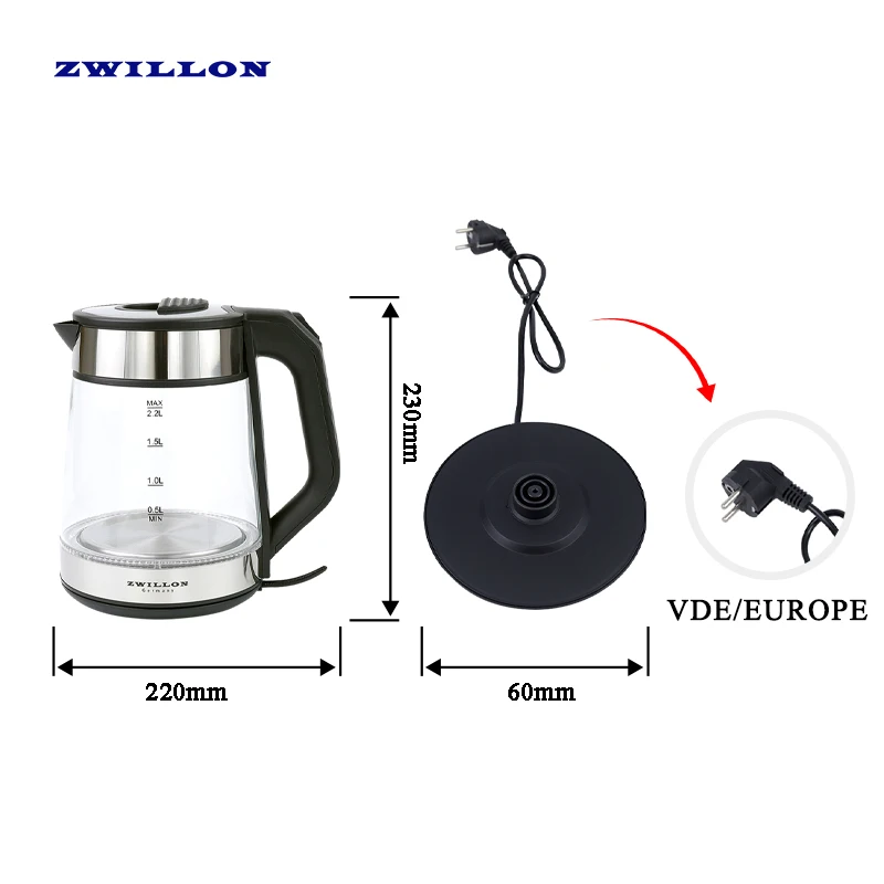 Electrical kettle 2.2L cordless wholesale water boiler kittle 220v for coffee and tea pot heating for home new electric kettle