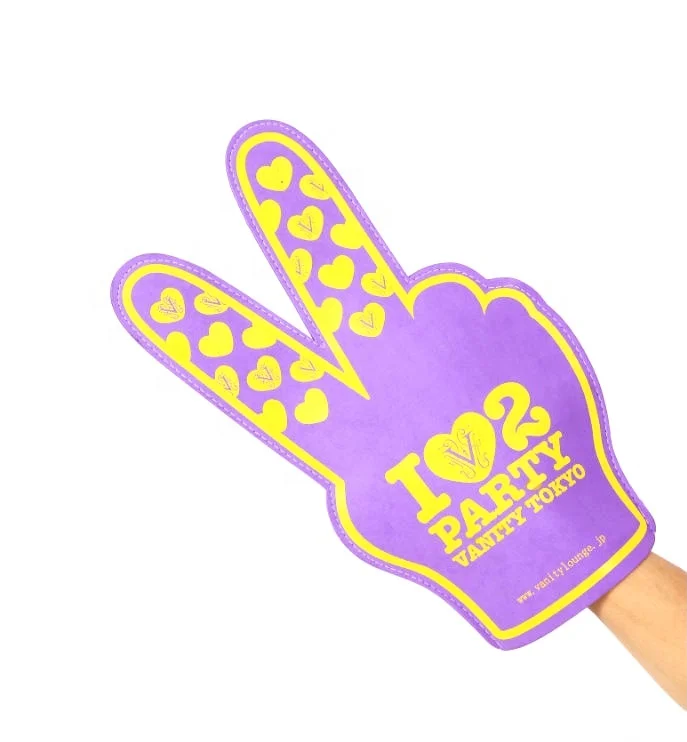 Custom Design Promotional EVA Foam Victory Shape Cheering Gloves Cheering Hands Foam Fingers
