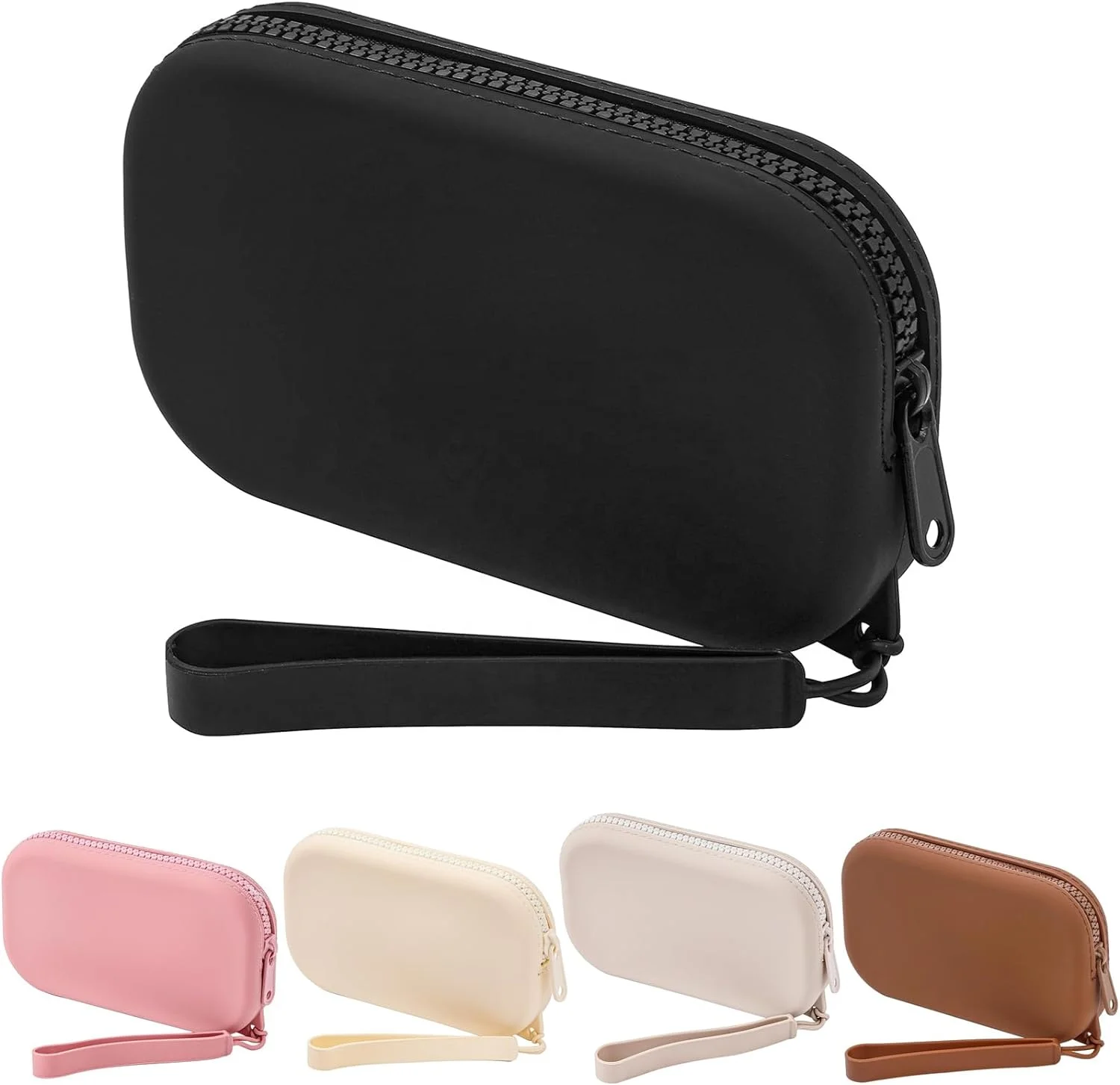 Fashionable Silicone Makeup Bag with Zipper Slim Toiletry Travel Bag for Women Cosmetic Bag for Beauty Tools Brushes