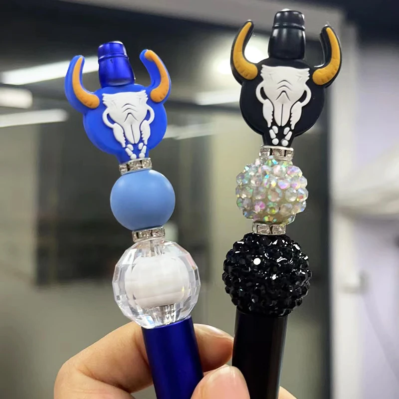 2024 New Soft Funny Animal Cow Shape Teething Beads Food Grade Silicone Focal Beads For Pen Making Beads And Charms For Pen Tops