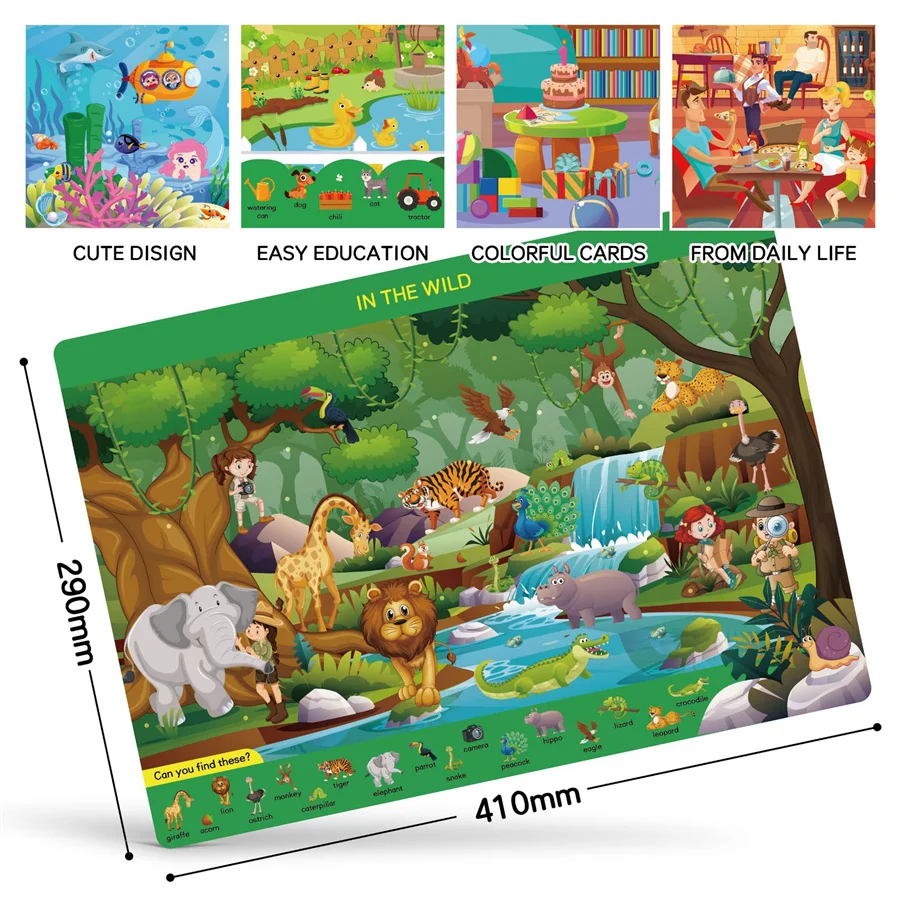 New 12 scenes Search And Find Book Reusable Write And Wipe Activity Mats Busy Book for Boys Girls