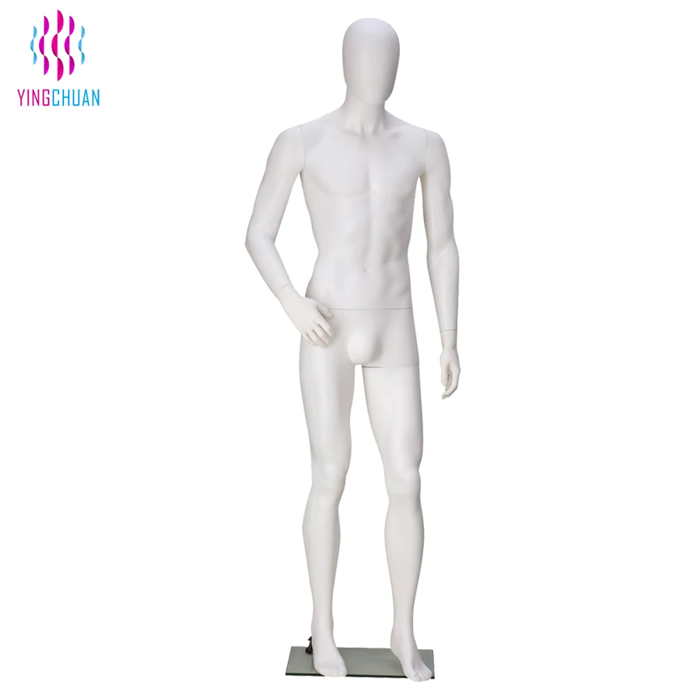 White Full Body Standing Mannequin Plastic Life Size Male Mannequin With Egg Head