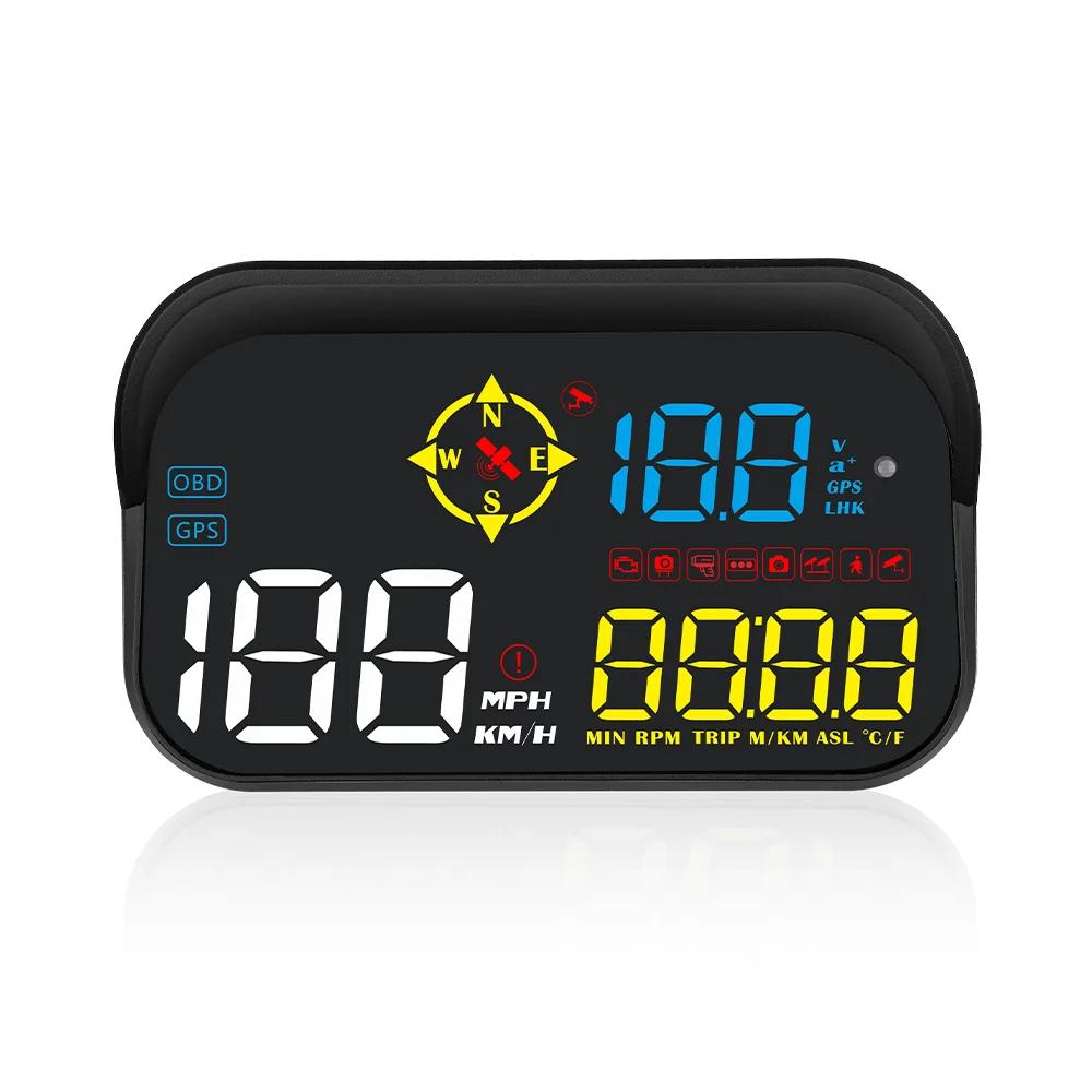 Universal M21 Car HUD OBD+GPS+Electronic Dog Speedometer with multi-function head up display Gauge