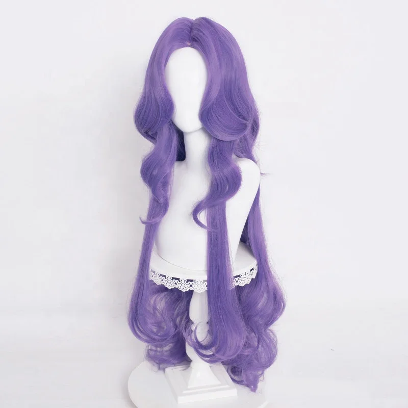 Wholesale Game League of Legends LOL Wig 100cm Long Curly Purple Syndra Peluca Cosplay Synthetic Anime Heat Resistant Wig