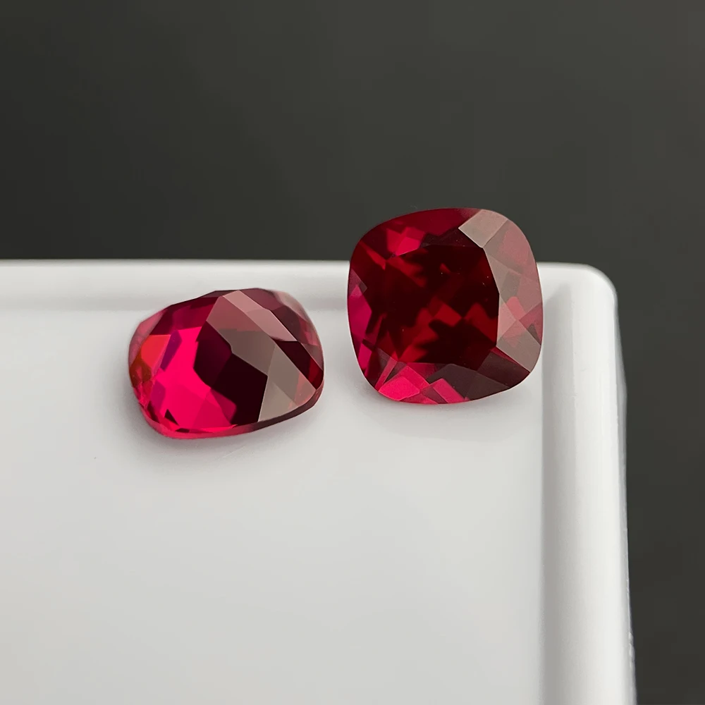 Hot 5A Wholesale Price Lab Grown Ruby Color Top Quality Lab Grown Loose Cushion Cut Ruby