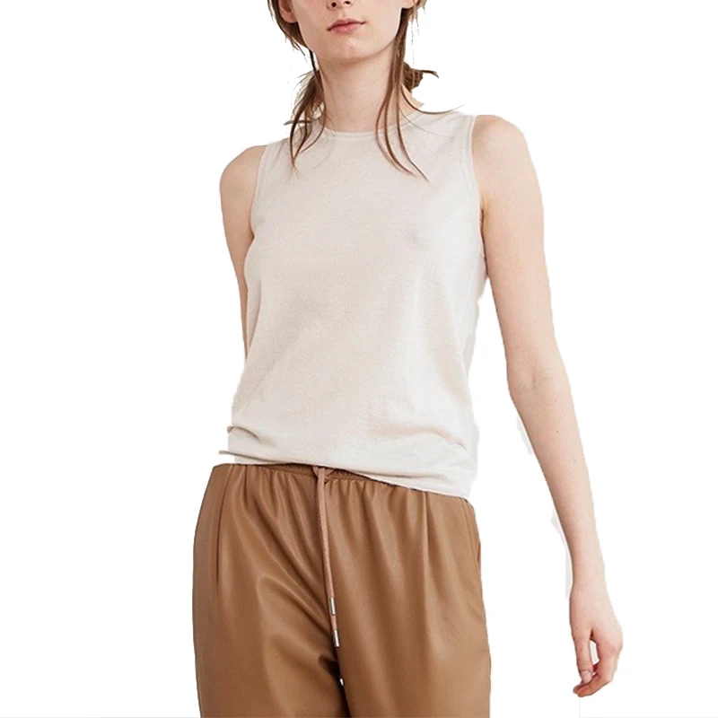 
China Supplier Wholesale Fashion Knit Cashmere Vest Women Sleeveless Tank Top Pullover 
