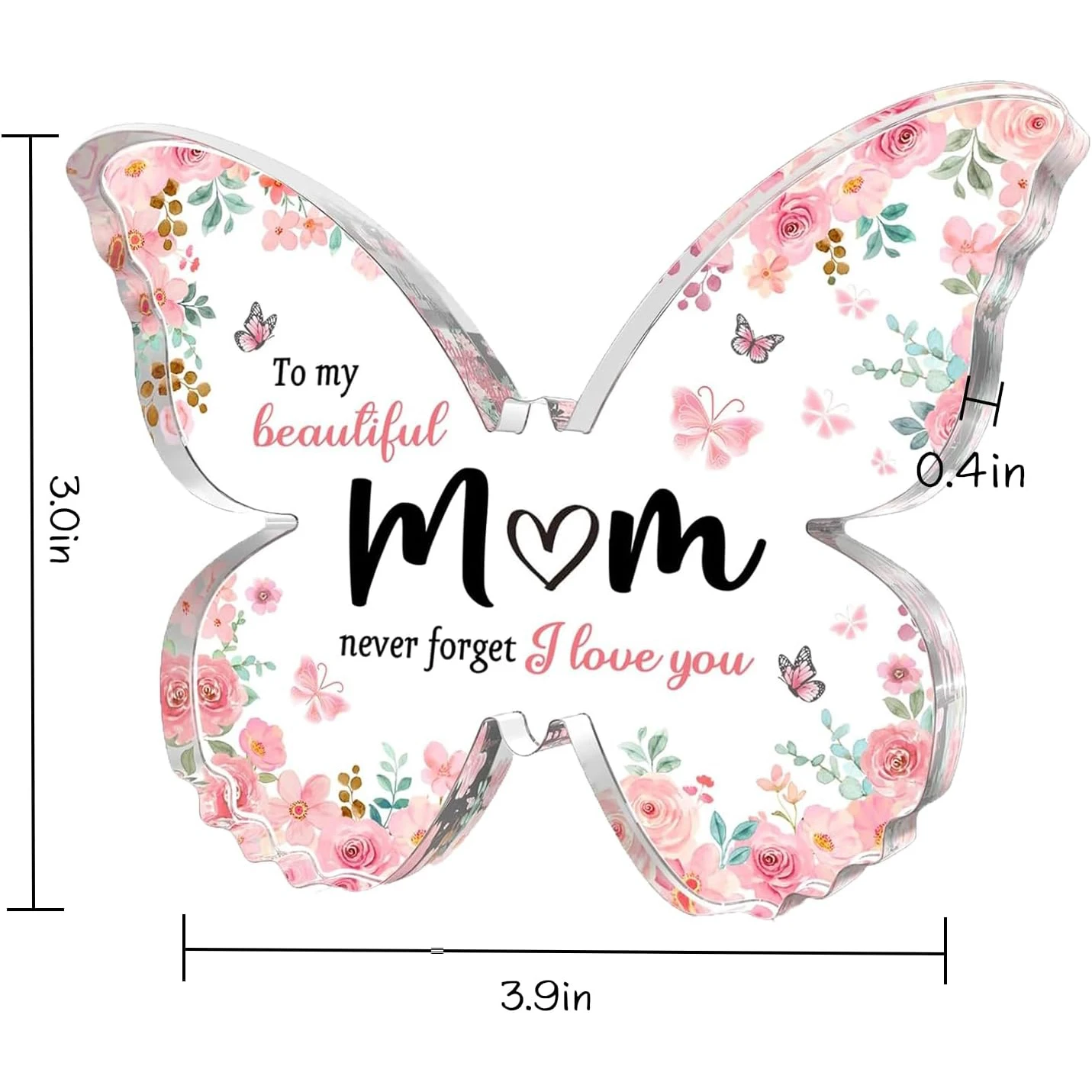 Custom Acrylic Block Sign Butterfly Shaped Gifts Unique Mom Birthday Keepsake Clear Mothers Day Thanksgiving Gifts for Mom