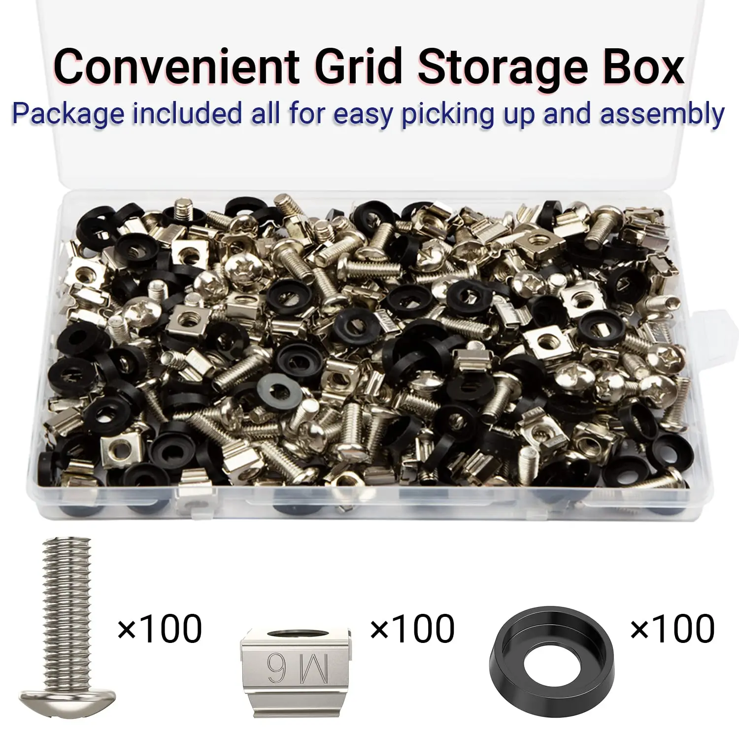 Factory M6 x 16mm Screws and Cage Nuts for Mount Rack   Shelf Cabinets Rack  Screw Cage Nut Black