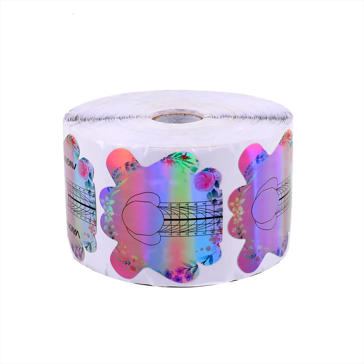  Long Soft Dispoal holographic paper nail art extensions forms Acrylic Nails custom Dual Nail form private