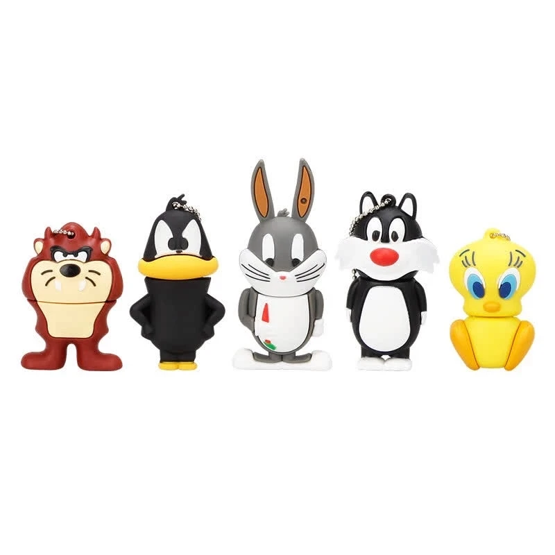 Wholesales Custom Design PVC Animals Cartoon USB Flash Drive 16GB 64GB 32GB Cartoon Black Cat Unicorn Pen Drive