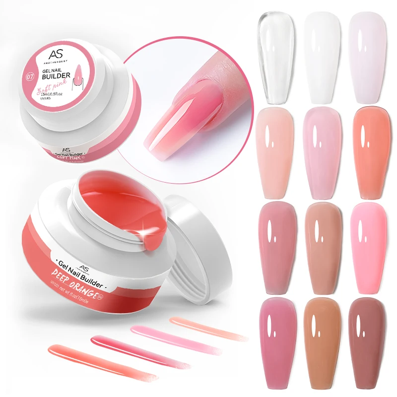 AS 15g Jelly Extension Gel Polish White Pink Camouflage Hard Gel Nail Supplies Buildering 4 in 1 Nail Extension Gel