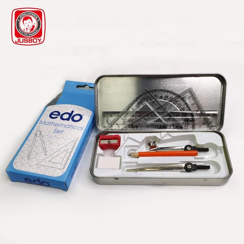 9 шт. математика в виде геометрических фигур коробка четкие геометрические Компас Установить студенческий набор инструментов математические канцелярские