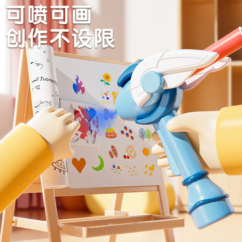 Early Education Kids Unicorn Painting Toys Kit Air Marker Sprayer Drawing Magic Pen DIY Coloring Airbrush Kit