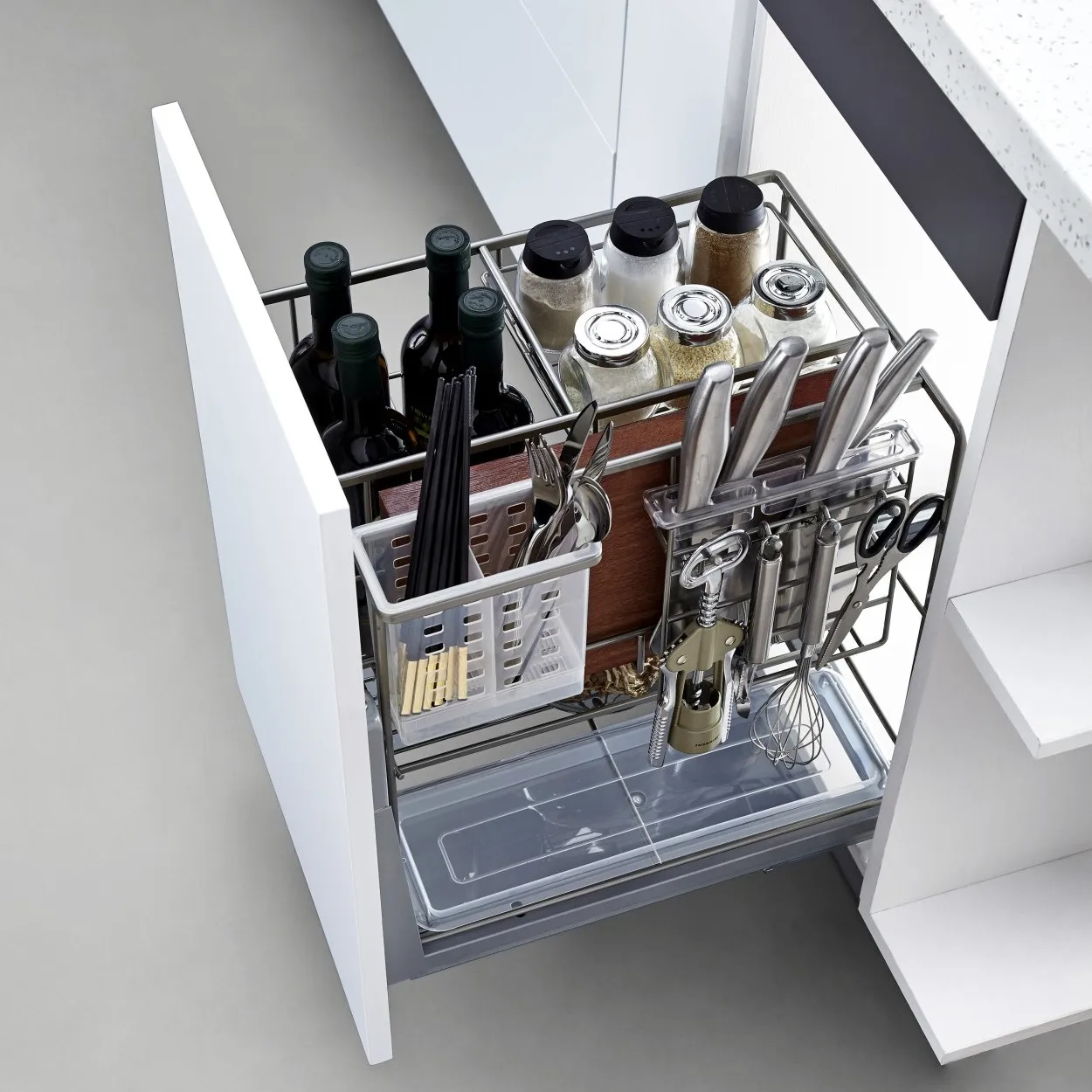 Stainless steel kitchen basket storage