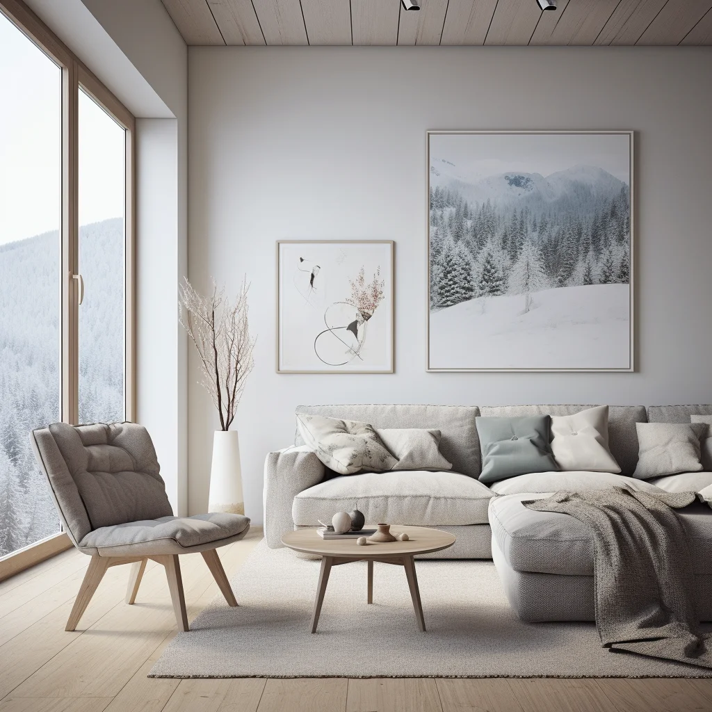 AI Creative Concept Design Nordic Minimalist Style Living Room Design Modern Cream Style Design 3D Rendering Service