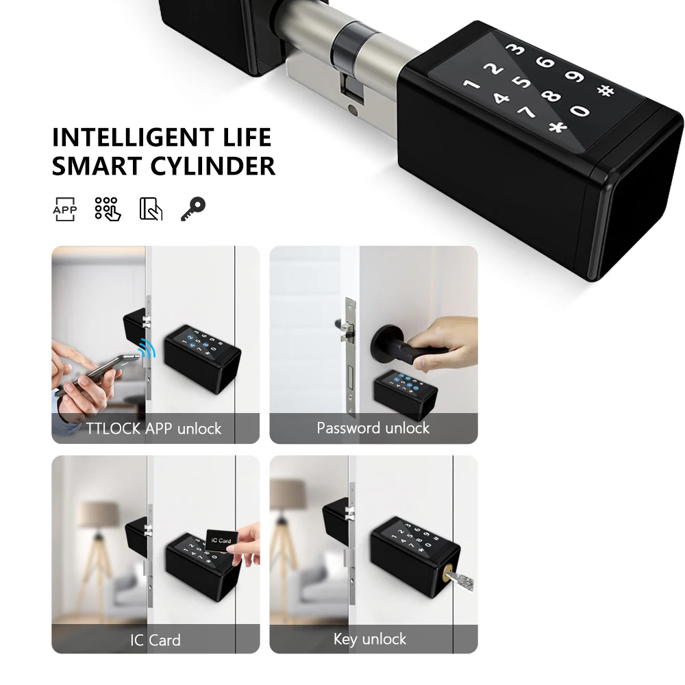 Eseye Remote Control Waterproof Smart Europe Cylinder Password Digital Electric Ttlock APP Smart Door Lock Cylinder