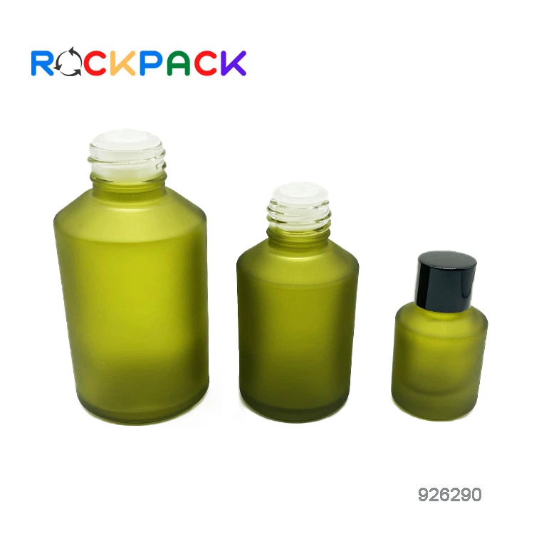 Матовая зеленая косметика для ухода за кожей с закручивающейся крышкой стеклянная бутылка лосьона основы макияжа 15 мл 30 60 125 200