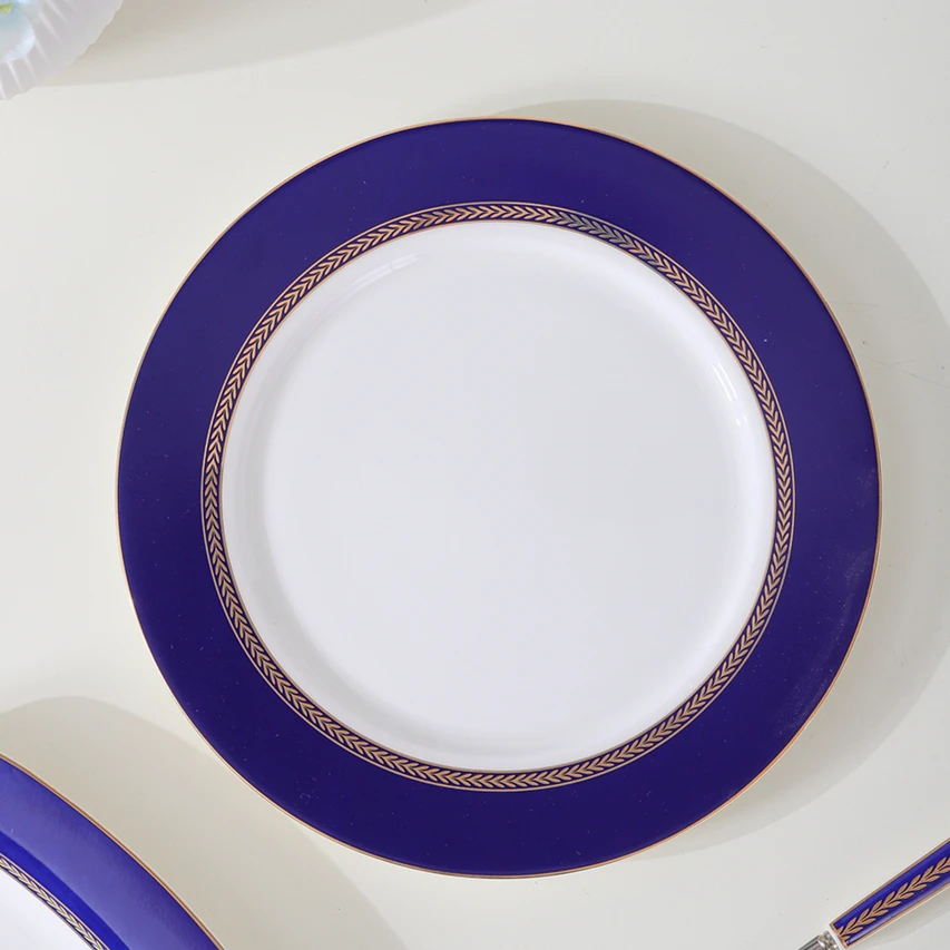 Royal Style Decal Design Dinner Plate Housewares Wholesale Crockery Bone China Cater Plate and Dish