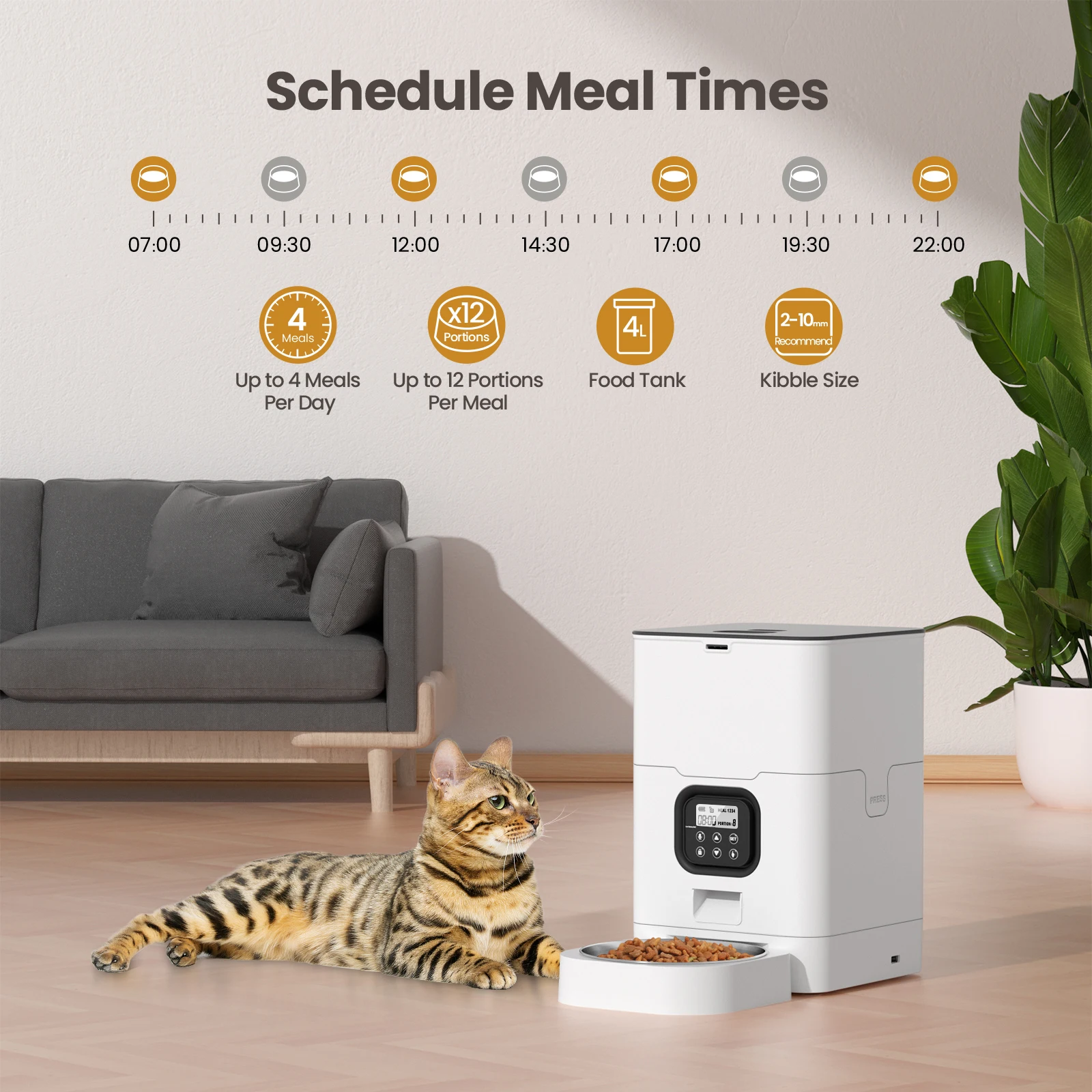 Smart Automatic Pet Feeder with 4L Capacity Pet Products Dog Cat Automatic Feeder Smart Feeder