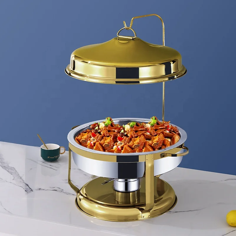 Hot Sale Chafer Buffet 9 Litre Food Warmer Stainless Steel Luxury Gold And Silver Chaffing Dish With Hanging