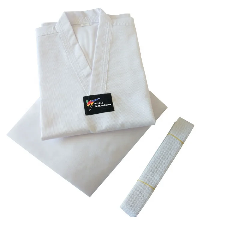 Hig Level Suppliers Wholesale World Logo Customized Light Ribbed Child Summer Style Clothing Dobok Taekwondo Uniform