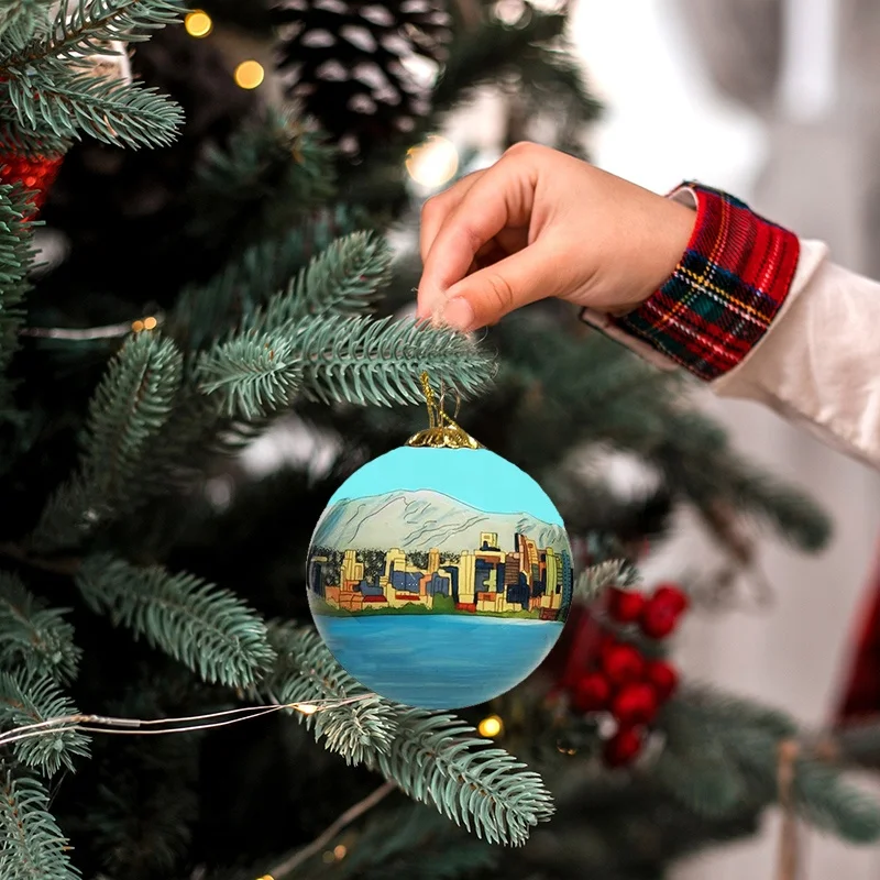 custom box wholesale various patterns christmas tree hanging christmas decoration supplies Hand drawn glass balls
