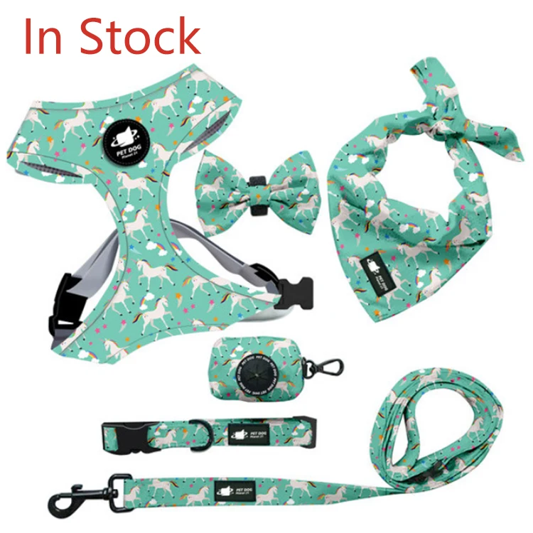 In Stock Tactical Soft Pet No Pull Adjustable Dog Harness Leash Set Small Designer Dog Strap Harness Vest Set