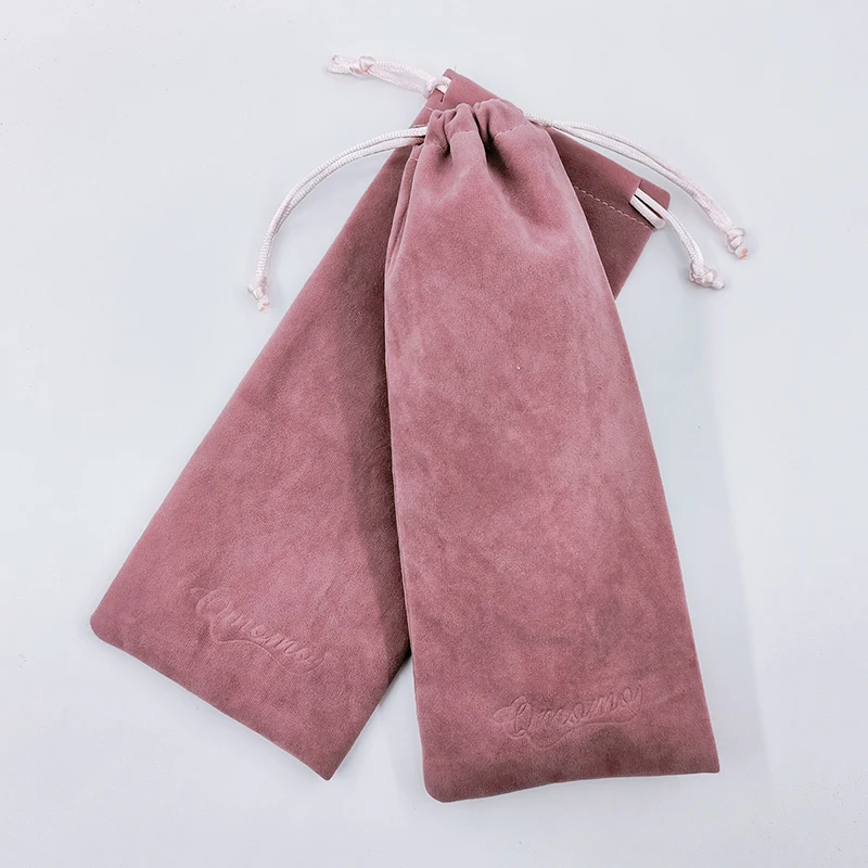 Custom logo velvet fabric gift drawstring jewelry pouches candy wedding favors bags