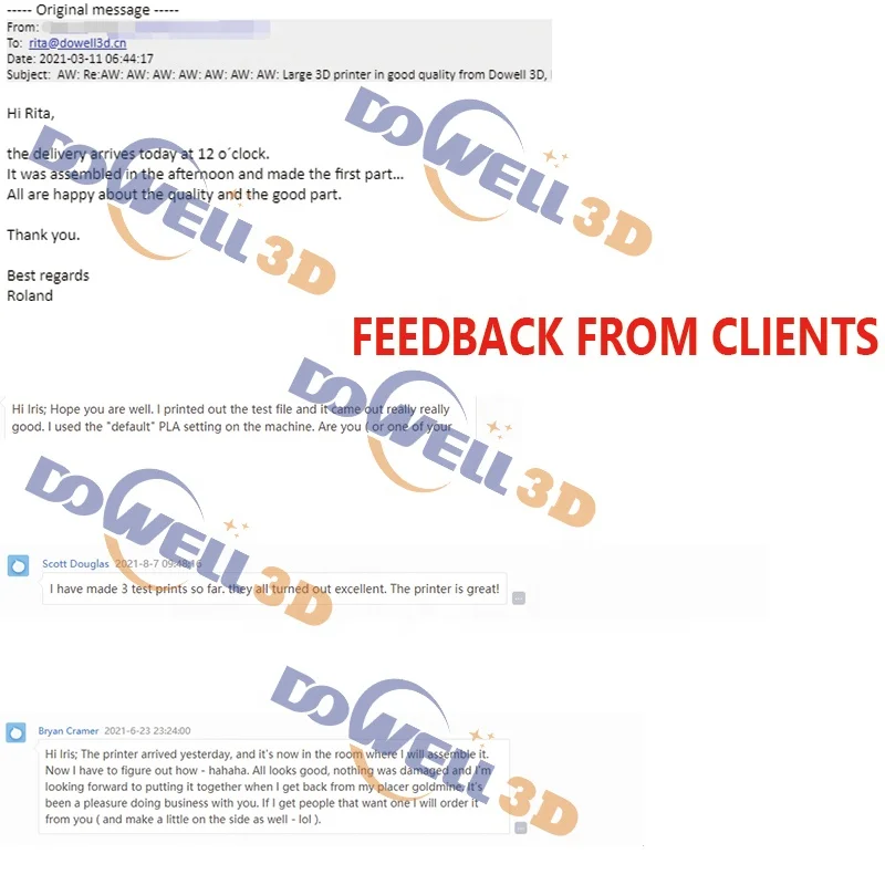Dowell 3d Большой размер 1600*1000*1000 мм abs принтер с двойным Экструдером двойной печатной
