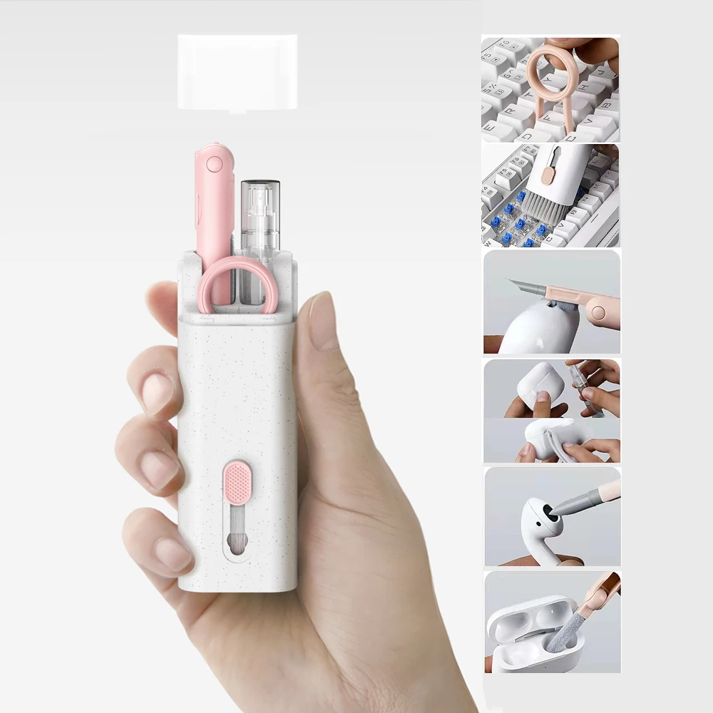 Multifunctional 7-in-1 combination brush, used as a cleaner for computer keyboard headphones