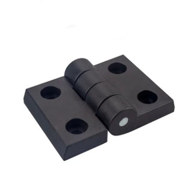 Small black nylon plastic hinge for furniture, cabinets and electrical cabinets