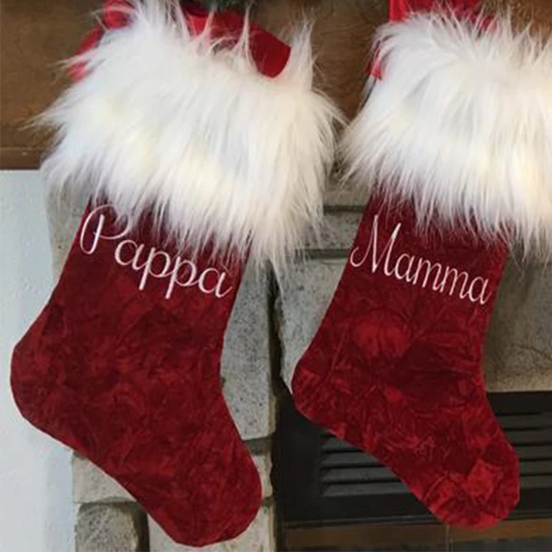
Wholesale Monogram Traditional Red Faux Fur Christmas Stocking 
