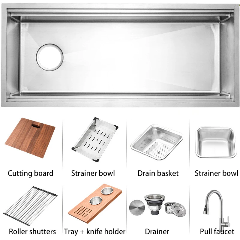 Custom Large Size Farmhouse Smart Sink Brushed Single Kitchen Sink Home Dishwasher Workstation Sink