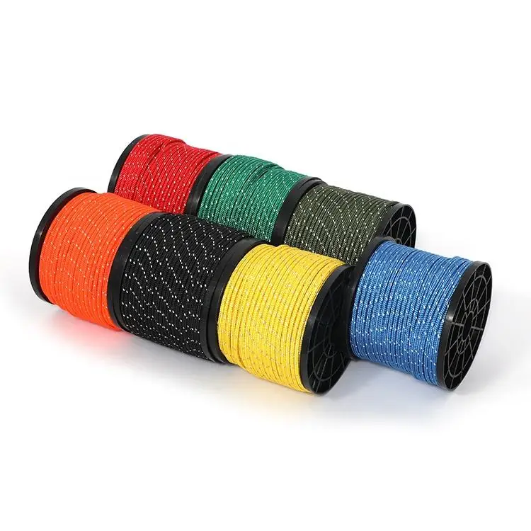 Hot selling survival reflective 550 cable tent camping lifeline 4mm 7 strand 100 foot tent basalt rope