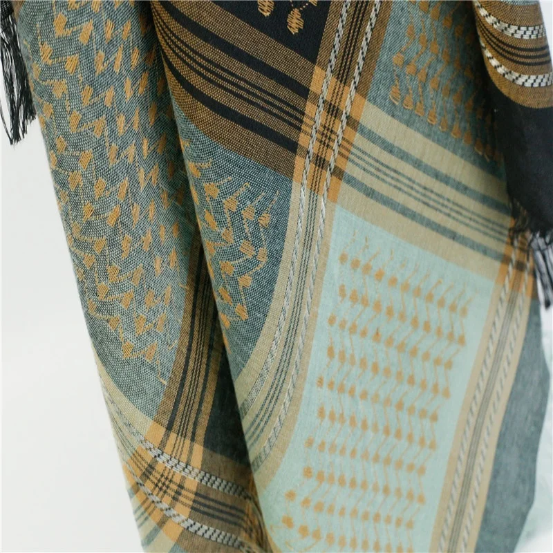 Factory woven pattern keffiyeh muslim arabic windproof desert wrap shawl shemagh hijab square man polyester scarfs yashmagh