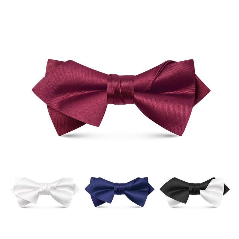 Male Wedding Party Solid Design Pre-tied Adjustable Strap Black Bow Tie