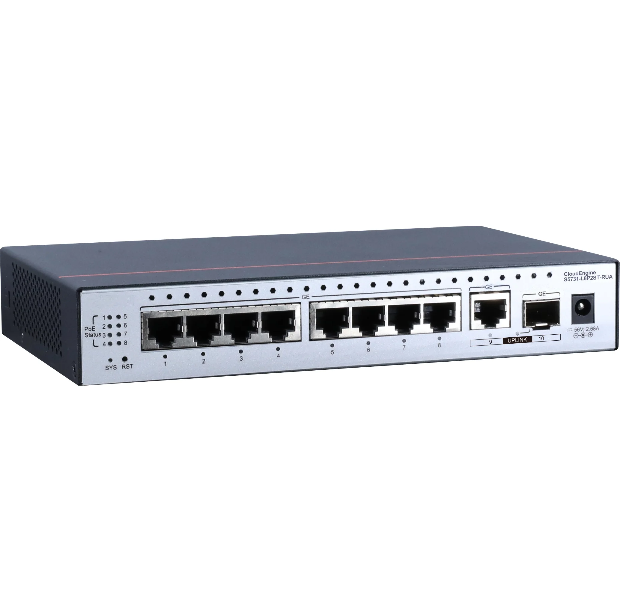 8 Port Full Gigabit Optical Fiber Managed PoE Ethernet Switch CloudEngine S5731-L8P2ST-RUA with Switching Capacity 52 Gbit/s