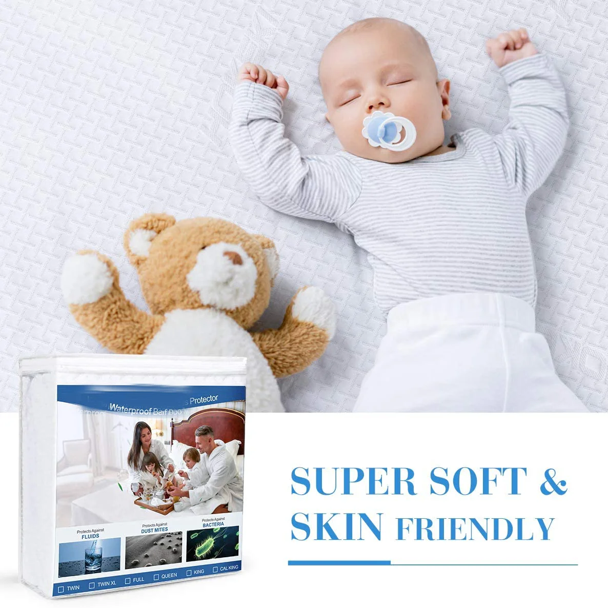 
Hypoallergenic mattress protector Queen Waterproof Mattress Protector 