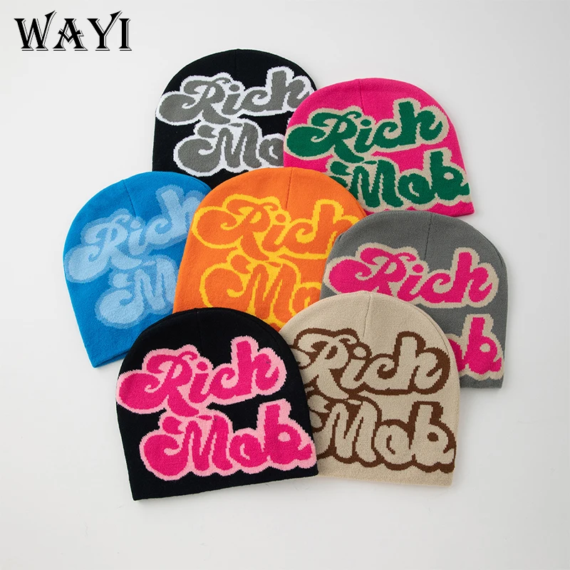 Wholesale Unisex Gruty Vision Beanies Acrylic Winter Knitted Hat Custom Jacquard Skully Beanies-100% Cotton for Beach Travel