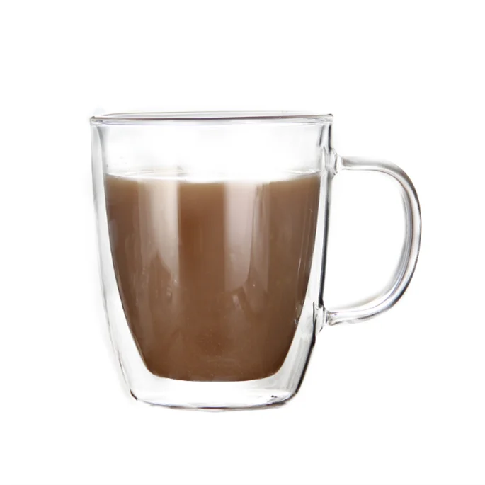 Хорошего качества, прозрачные кружки, кофейные кружки с двойной стенкой, изолированная стеклянная чашка для питья, кофейная кружка с логотипом, 16 унций