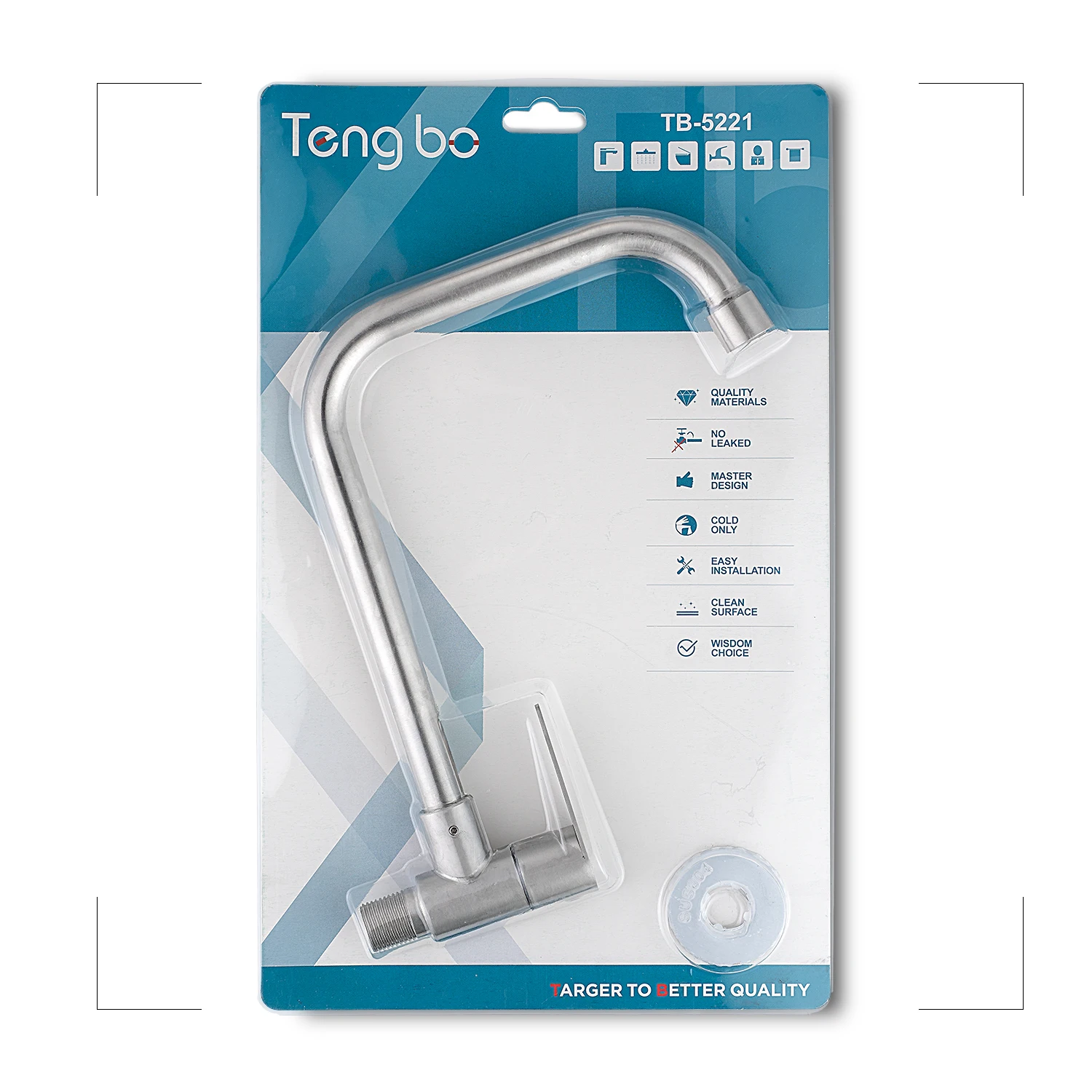 TB-5221 Stainless Steel Faucets 304 Kitchen Faucet Single Hole Kitchen Sink Tap