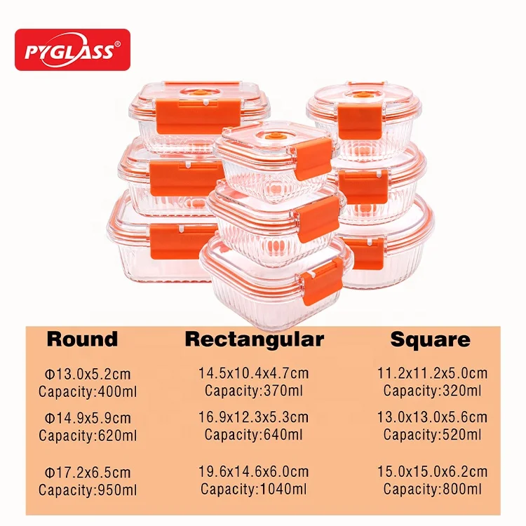 New Arrival Kitchen Storage Container with  Vacuum Lid Glass Food Storage Containers with Airtight PP lid lunch box with Pump