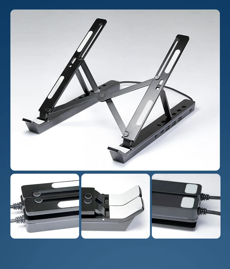 4 USB Led Notebook Holder Laptop Docking Station Stand Rgb Light Premium Portable Laptop Stand