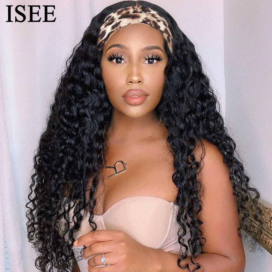 High Quality Cheap Luffy 130 180 Density Waterwave Full Machine Cuticle Aligned Human Hair Half Headband Wigs For Black Women