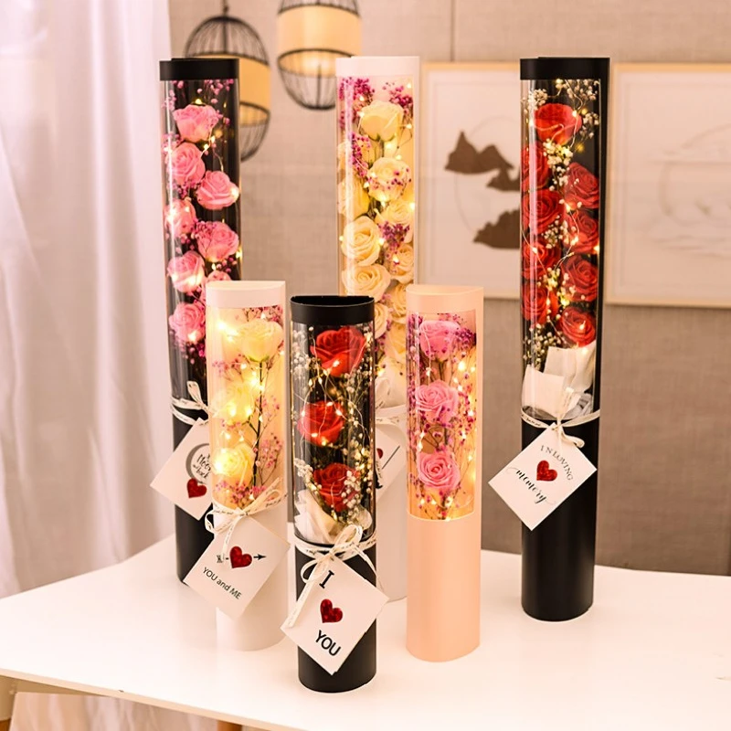 Clear Rose Gift Box PVC Paper Boxes Wholesale Packaging Craft Flowers Boxes For Flowers