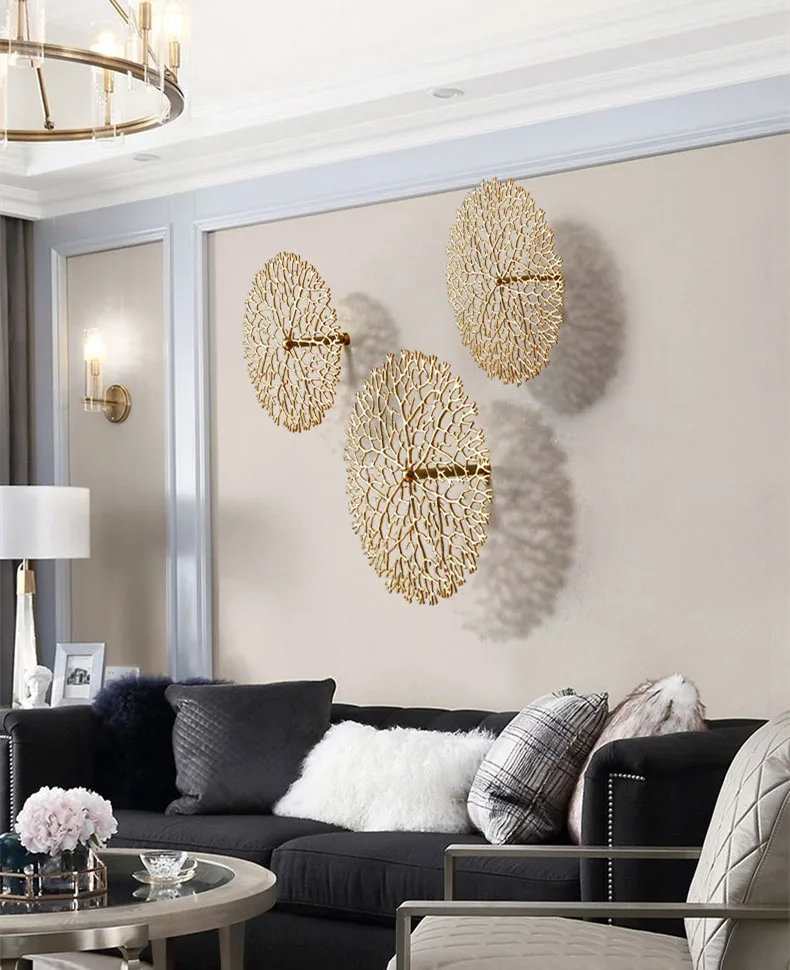 Free Combination Round Gold Coralline Shape Brass Alloy Wall Decoration