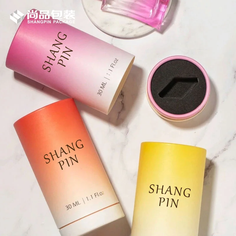 Custom recyclable cardboard tube cylinder perfume packaging box for 30ml 50ml bottle