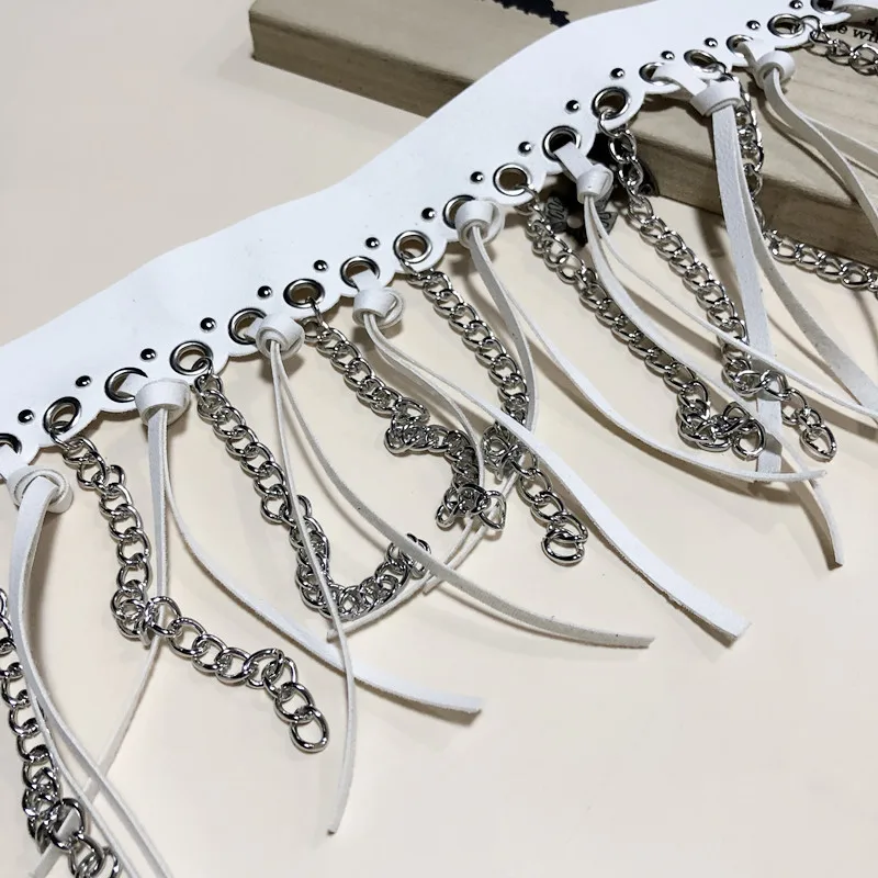 Factory cut tassel leather tassel drop chain fringes PU leather tassel lace trimes clothing decorative accessories